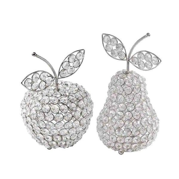 Silver Crystal Beaded Pear Decor - 8"