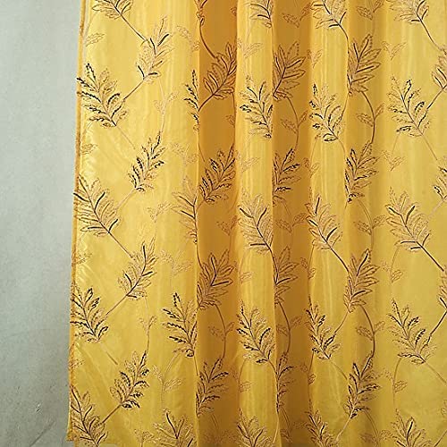 Burton Floral Embroidered 54 x 90 in. Single Rod Pocket Curtain Panel with Attached Valance - Linen Universe Co.