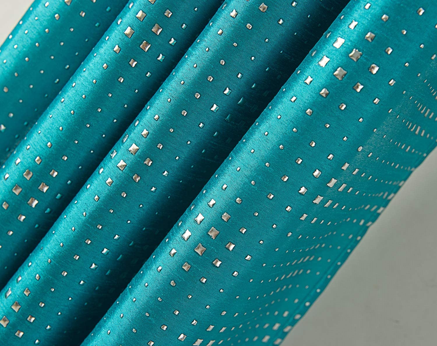 Carolina Metallic Geometric Faux Silk 54 x 90 in. Grommet Single Curtain Panel - Linen Universe Co.