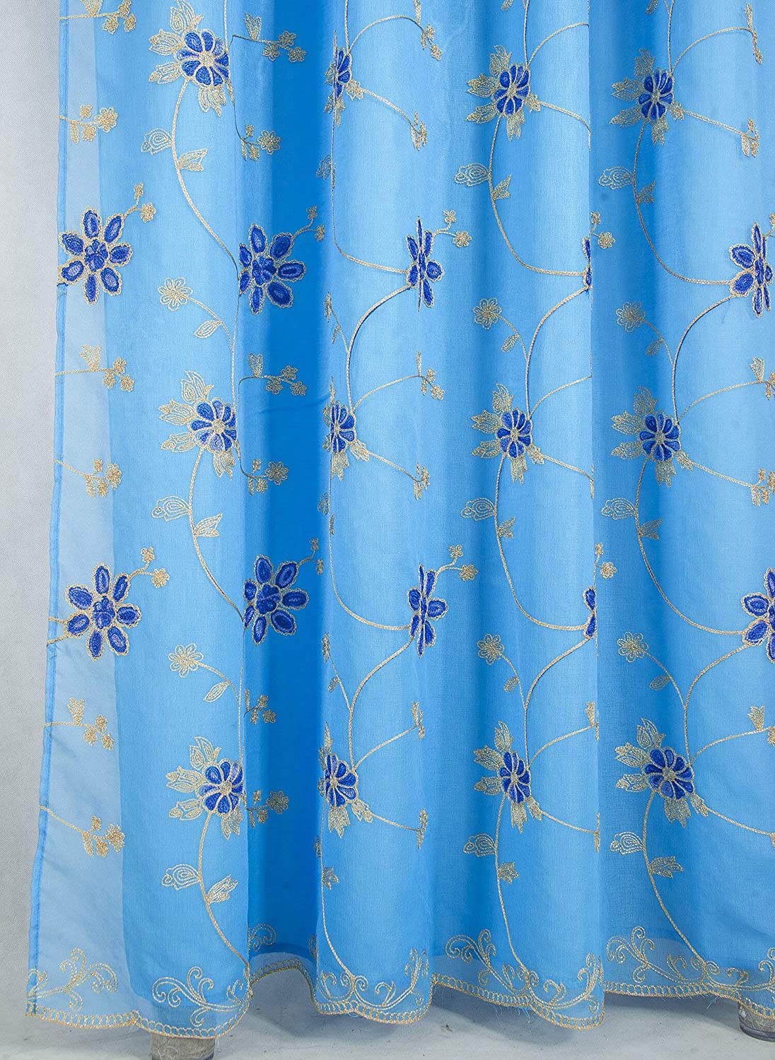 Torenia Floral Embroidered 54 x 84 in. Rod Pocket Single Curtain Panel - Linen Universe Co.