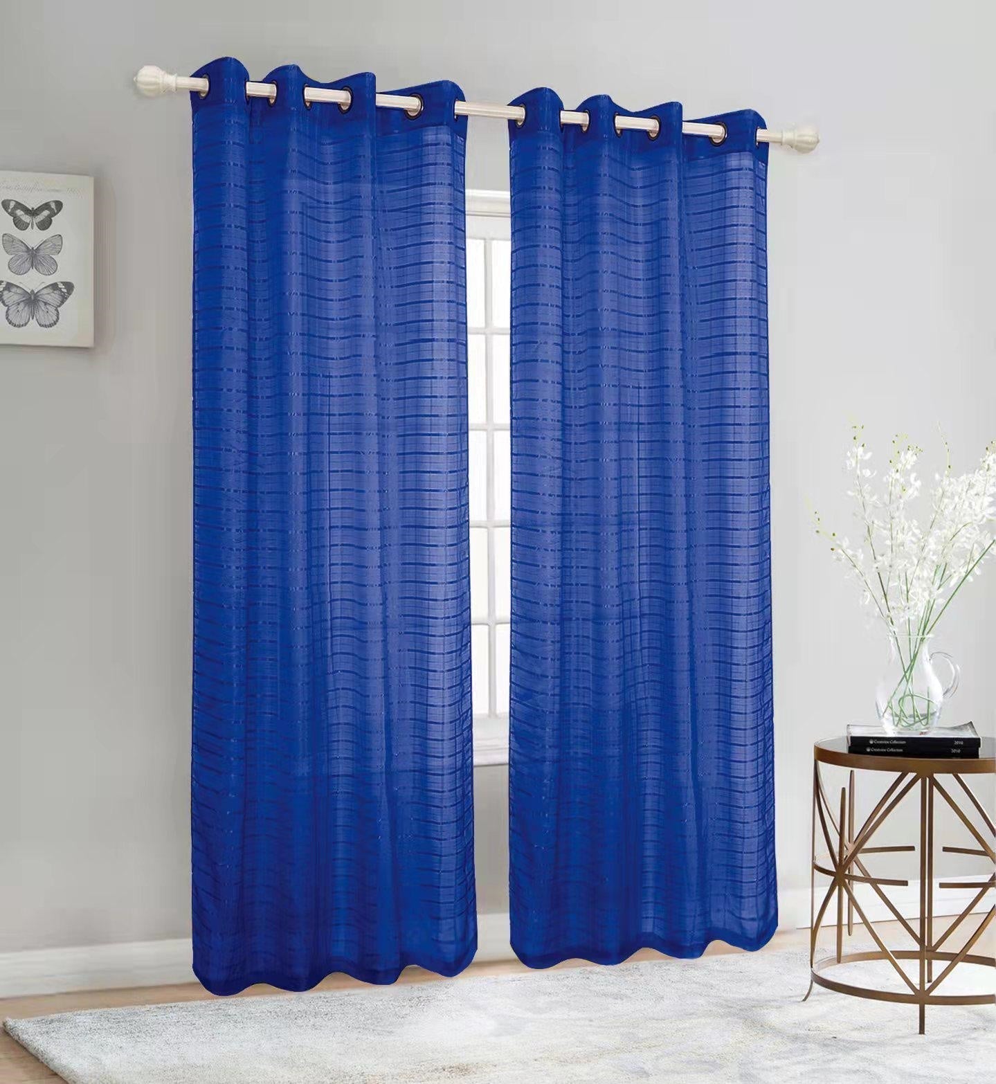 Linen Universe℗ Sheer Checkered 54 x 84 in. SIngle Grommet Curtain Panel - Linen Universe