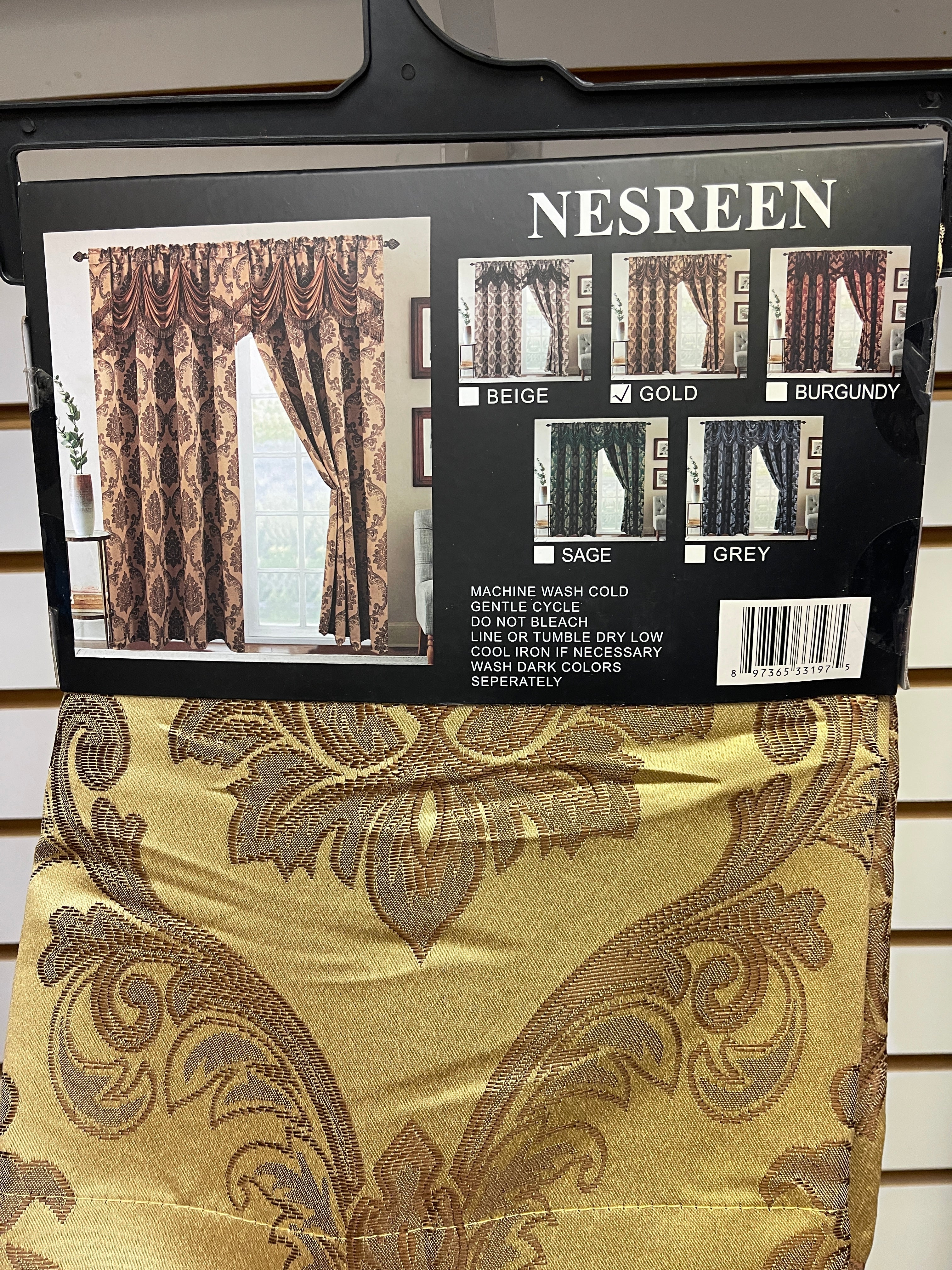 Nesreen Damask Jacquard 54 x 84 in. Single Rod Pocket Panel w/ 18 in. Valance