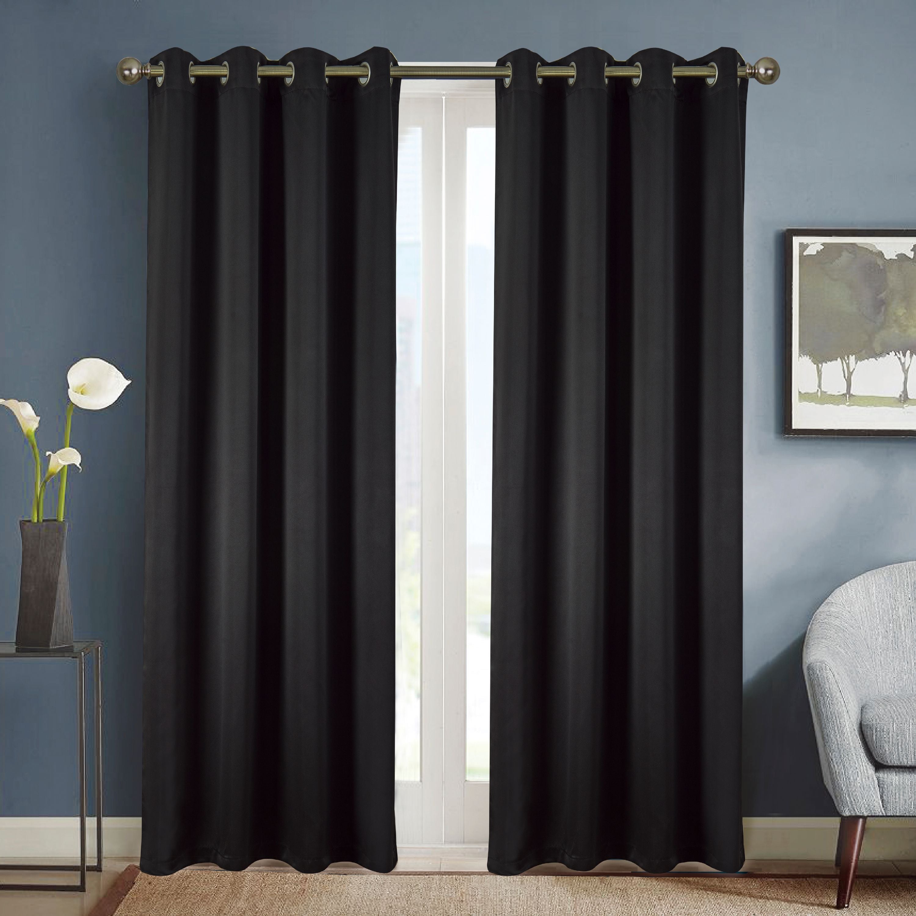 Anchorage Solid Blackout 54 x 63 in. Grommet Single Curtain Panel by Olivia Gray - Linen Universe Co.