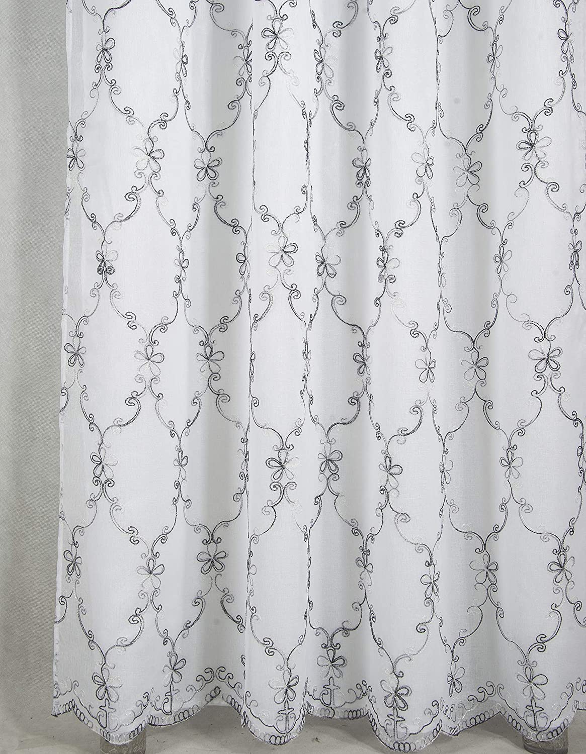 Fleur Embroidered 54 x 84 in. Rod Pocket Single Curtain Panel with 18 in. Valance - Linen Universe Co.