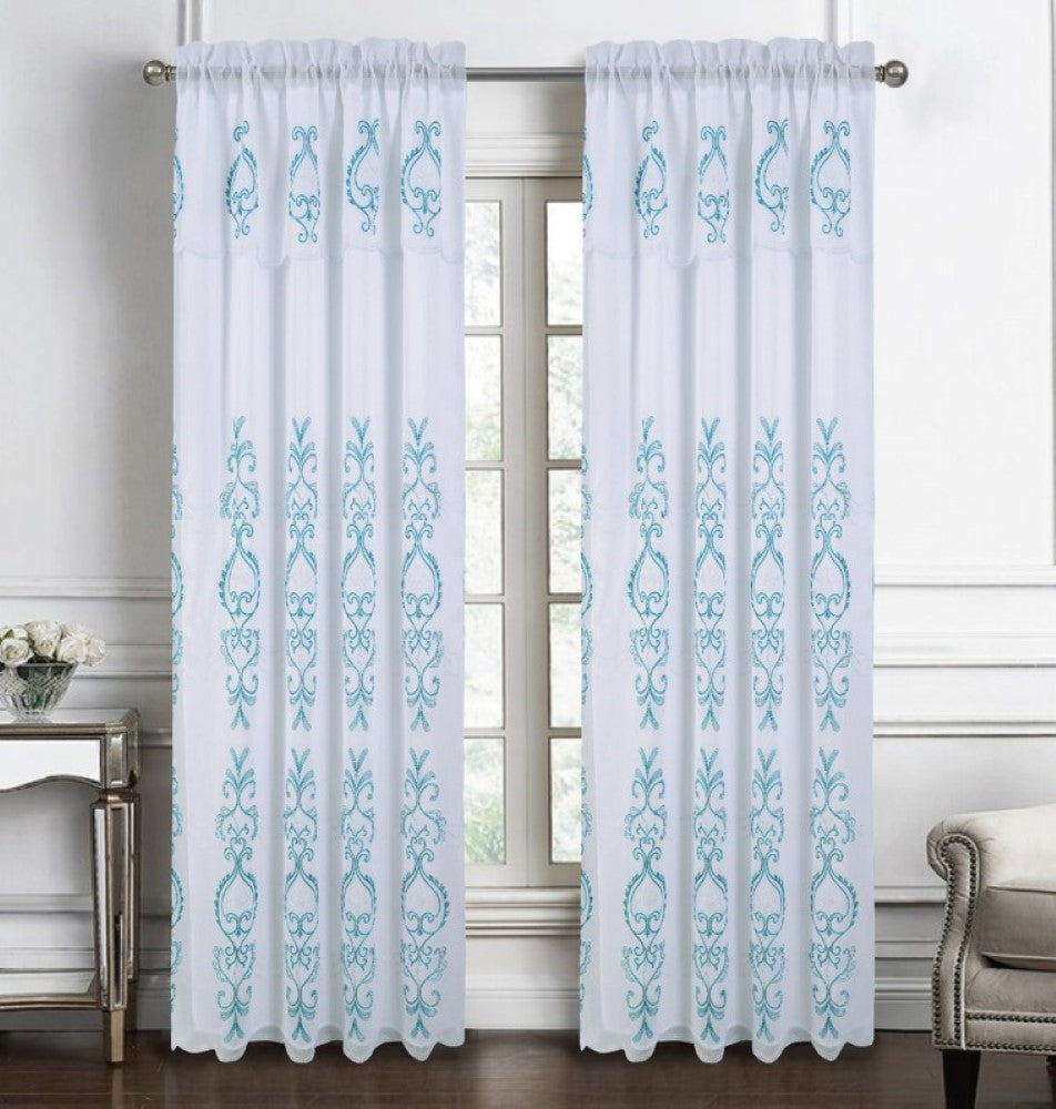 Jayla Embroidered Panel w/ Satin  Backing and Attached Valance