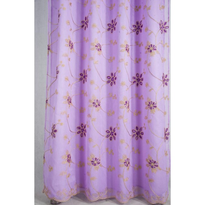 Torenia Floral Embroidered 54 x 84 in. Rod Pocket Single Curtain Panel - Linen Universe Co.