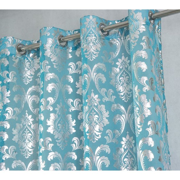Jasmine Metallic Doily 2-Pack Grommet Curtain Panel Pair (38 x 84 in. each) - Linen Universe Co.