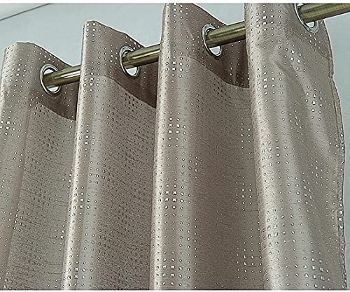 Carolina Metallic Geometric Faux Silk 54 x 90 in. Grommet Single Curtain Panel - Linen Universe Co.