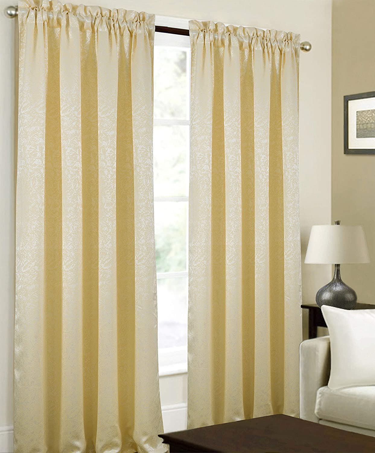 Mulino Textured Jacquard 53 x 84 in. Single Rod Pocket Curtain Panel - Linen Universe Co.