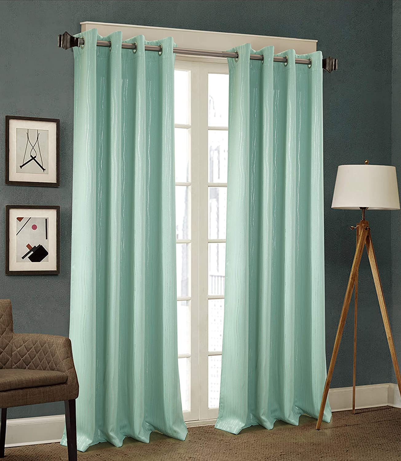 Iceland Striped Metallic Blackout 54 x 84 in. Single Grommet Curtain Panel - Linen Universe Co.