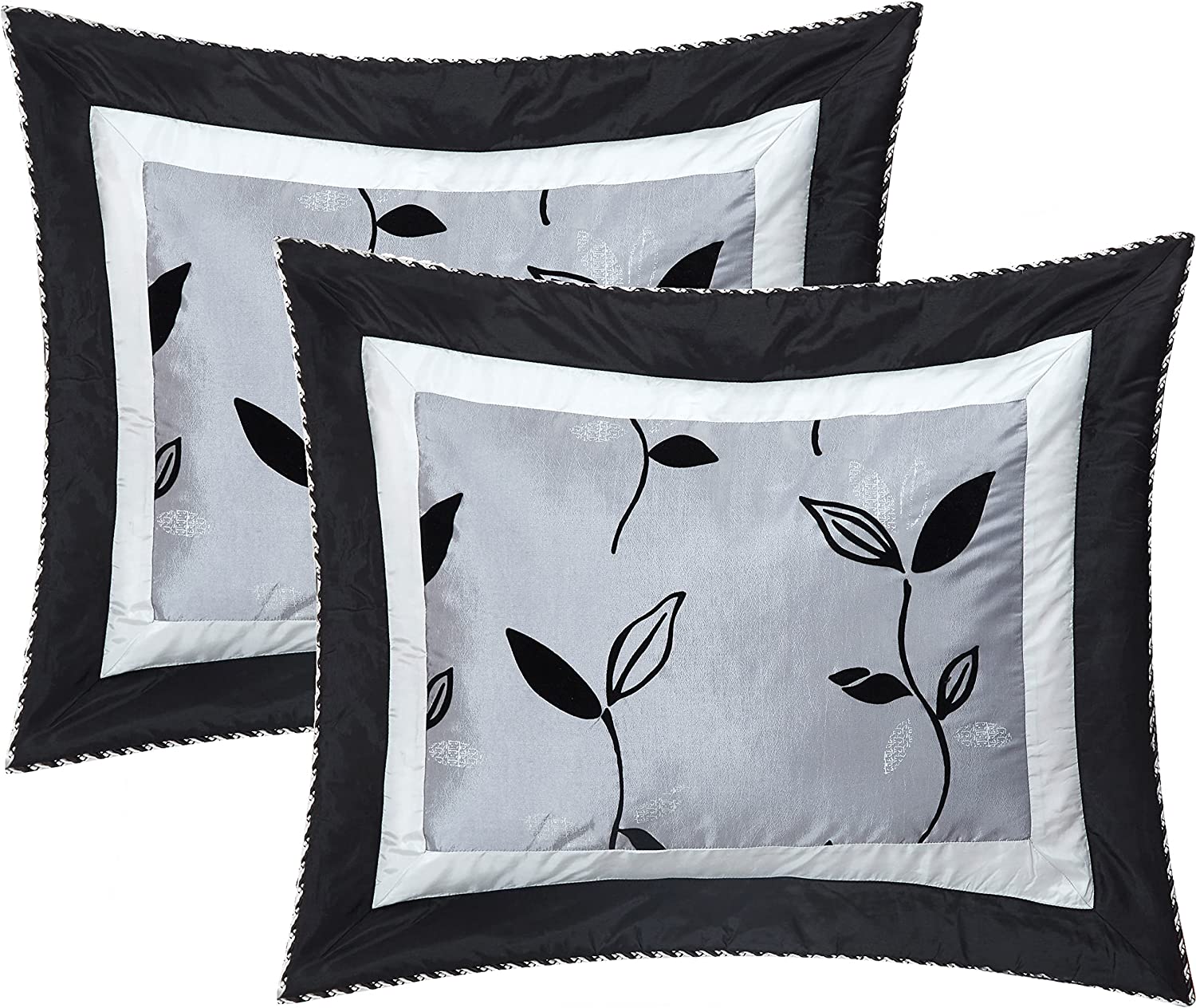 Pastora 7 Piece Black, Silver, and White Embellished Comforter Set