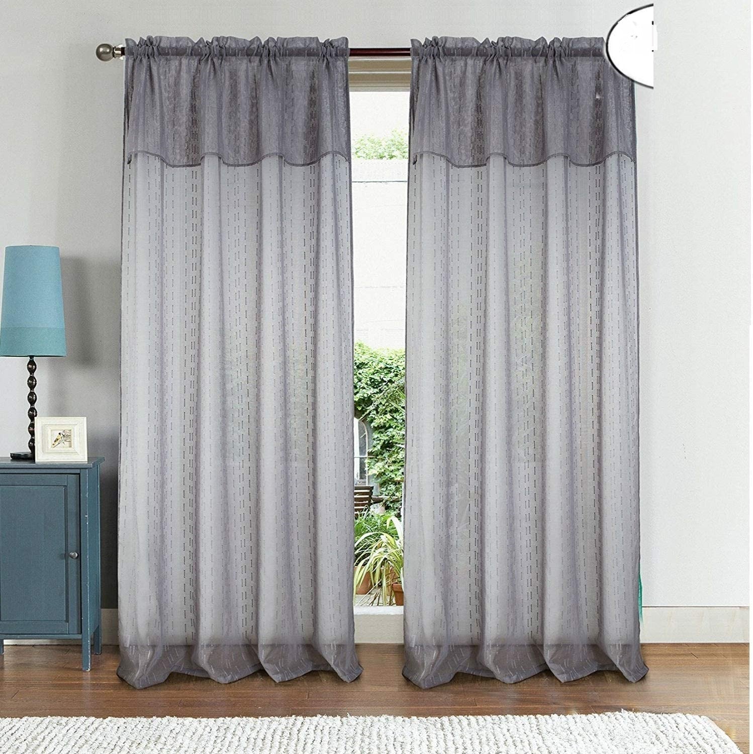 Anise Textured 54 x 90 in. Rod Pocket Curtain Panel w/ Attached 18 in. Valance - Linen Universe Co.