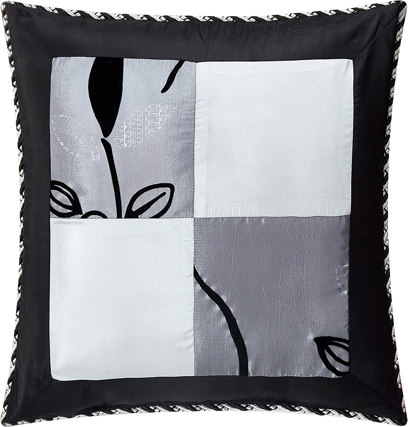 Pastora 7 Piece Black, Silver, and White Embellished Comforter Set