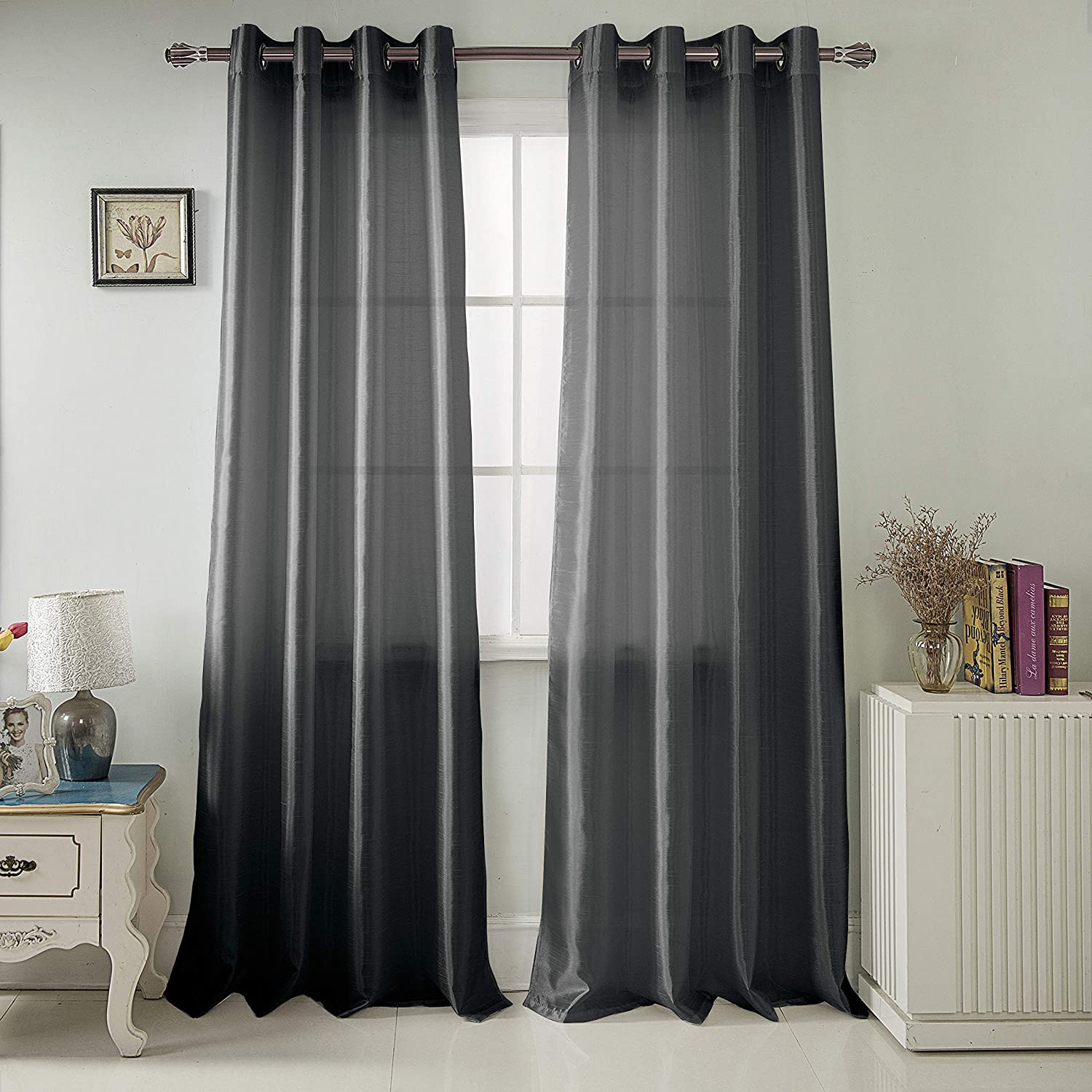 Maya 54 x 84 in. Faux Silk  Semi-Sheer Grommet Single Panel