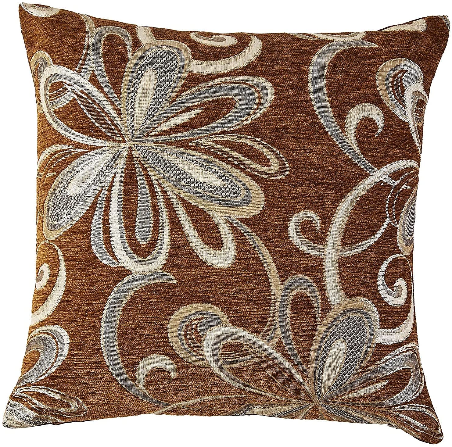 Chateau Chenille Vintage Floral Design Decorative Cushion Cover 18 x 18 Inches