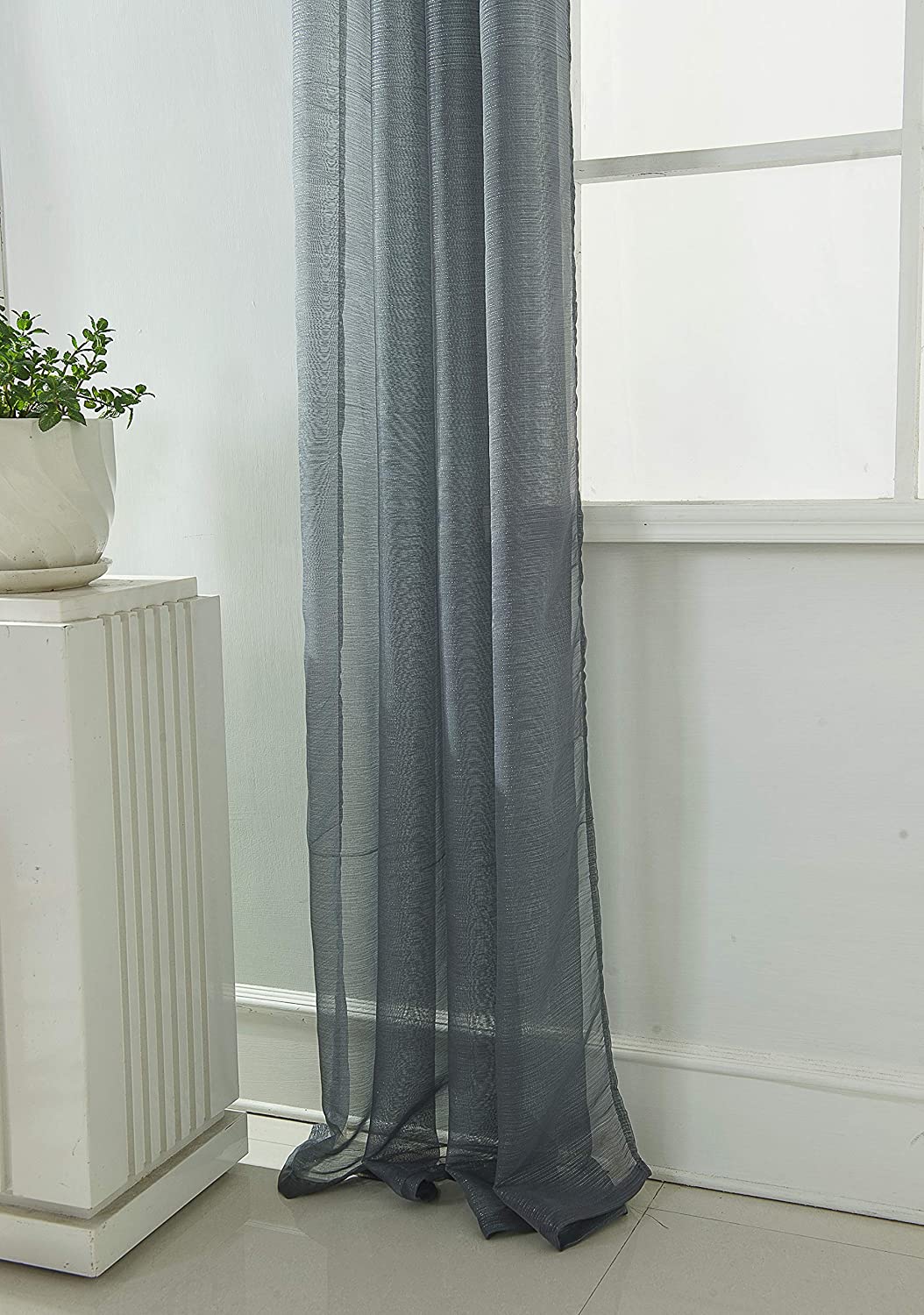 Lauren Sheer Metallic 54 x 90 in. Single Grommet Curtain Panel - Linen Universe Co.