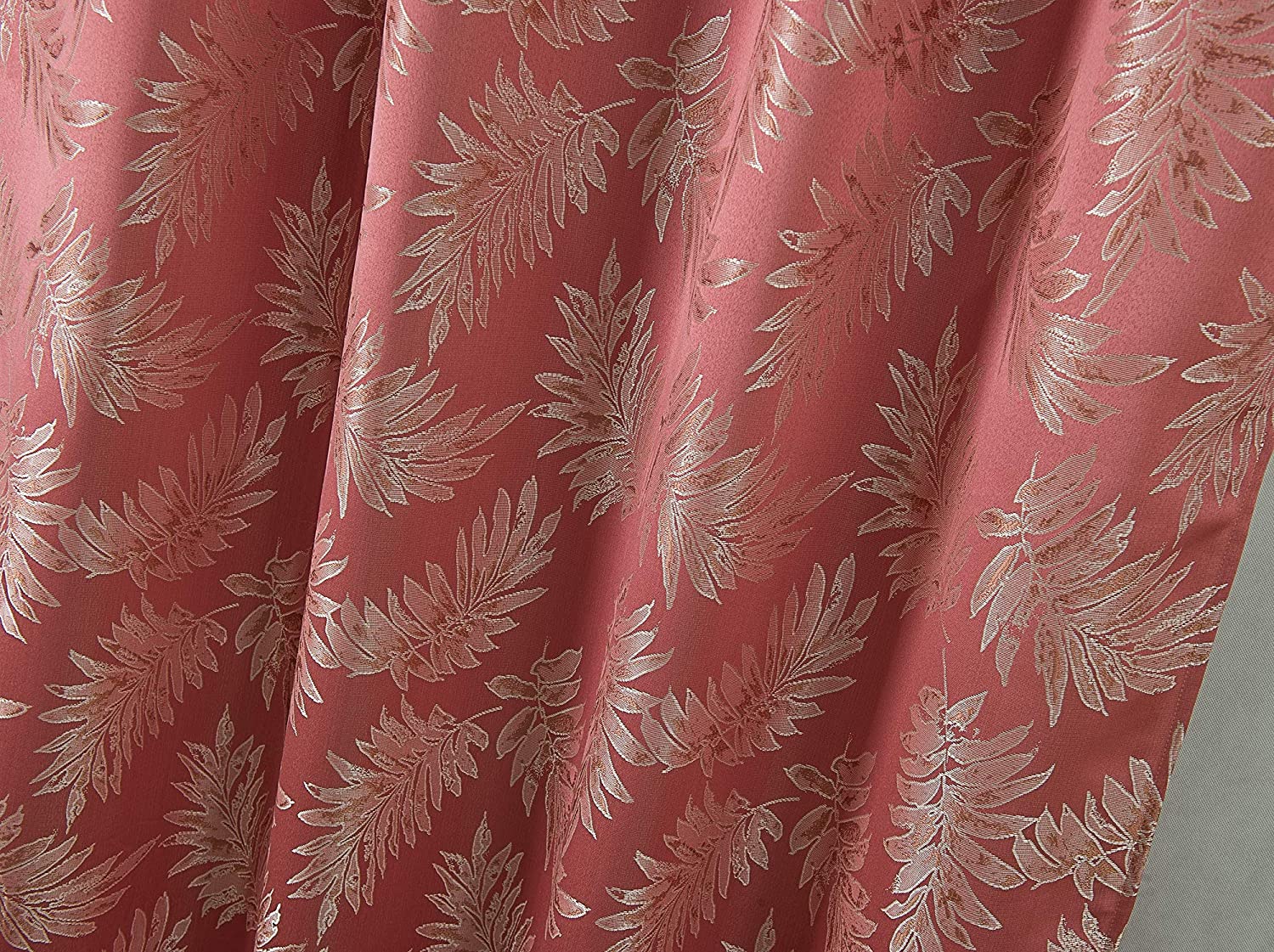Palm Floral Textured Jacquard 54 x 84 in. Single Rod Pocket Curtain Panel w/Attached 18 in. Valance - Linen Universe Co.