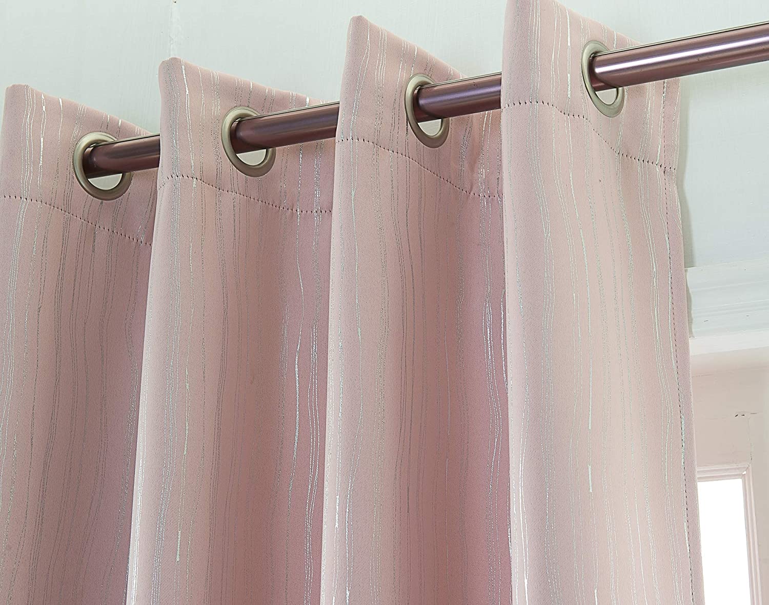 Iceland Striped Metallic Blackout 54 x 84 in. Single Grommet Curtain Panel - Linen Universe Co.