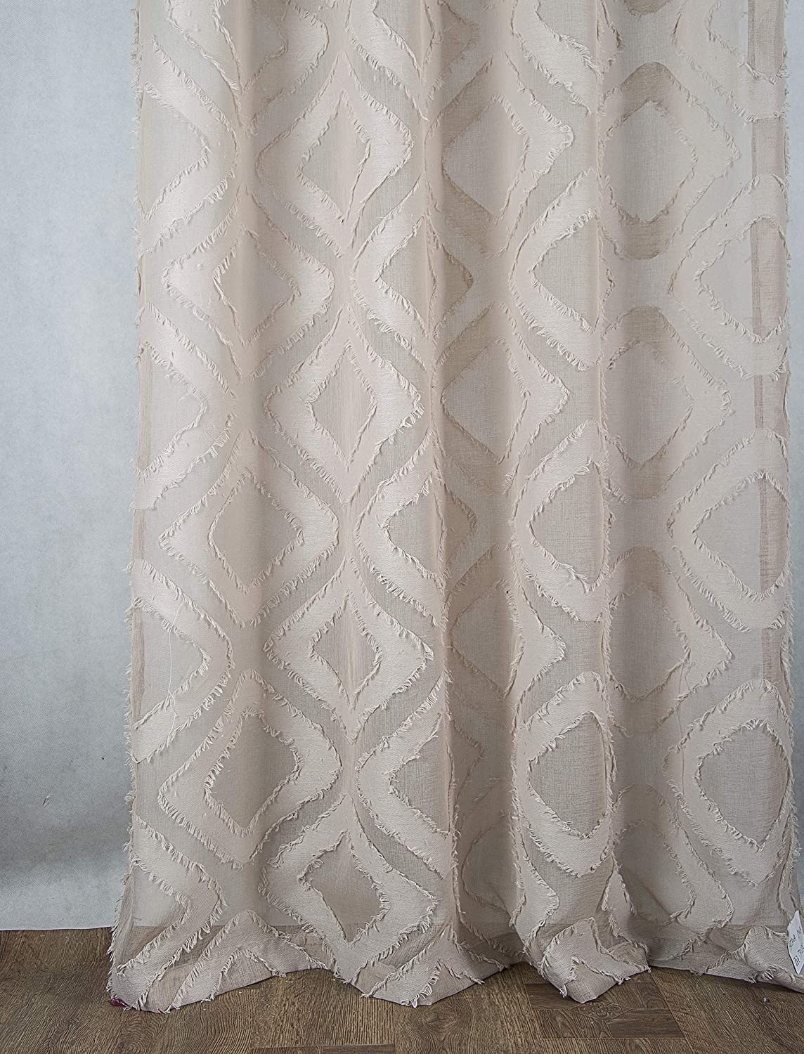 Ariana Clipped Doily 54 x 84 in. Single Grommet Curtain Panel - Linen Universe Co.