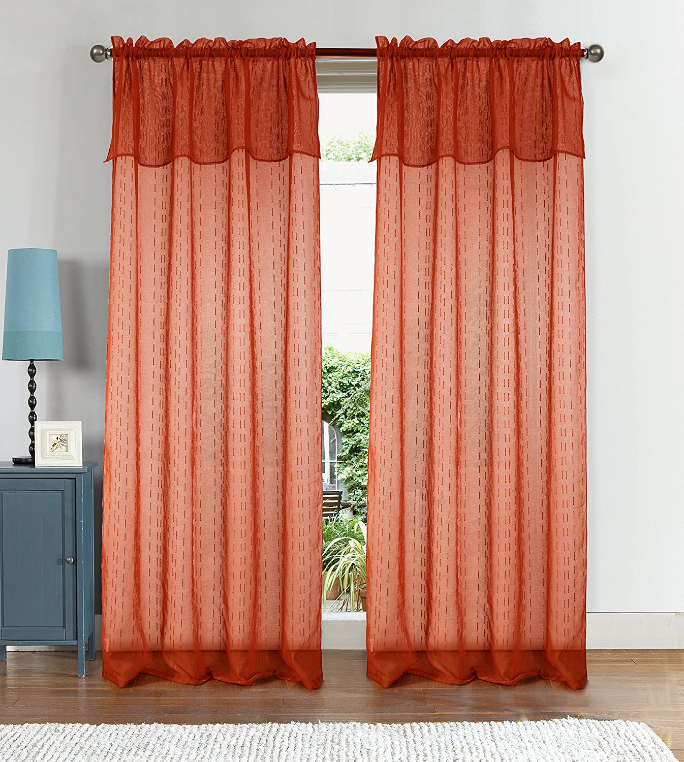 Anise Textured 54 x 90 in. Rod Pocket Curtain Panel w/ Attached 18 in. Valance - Linen Universe Co.