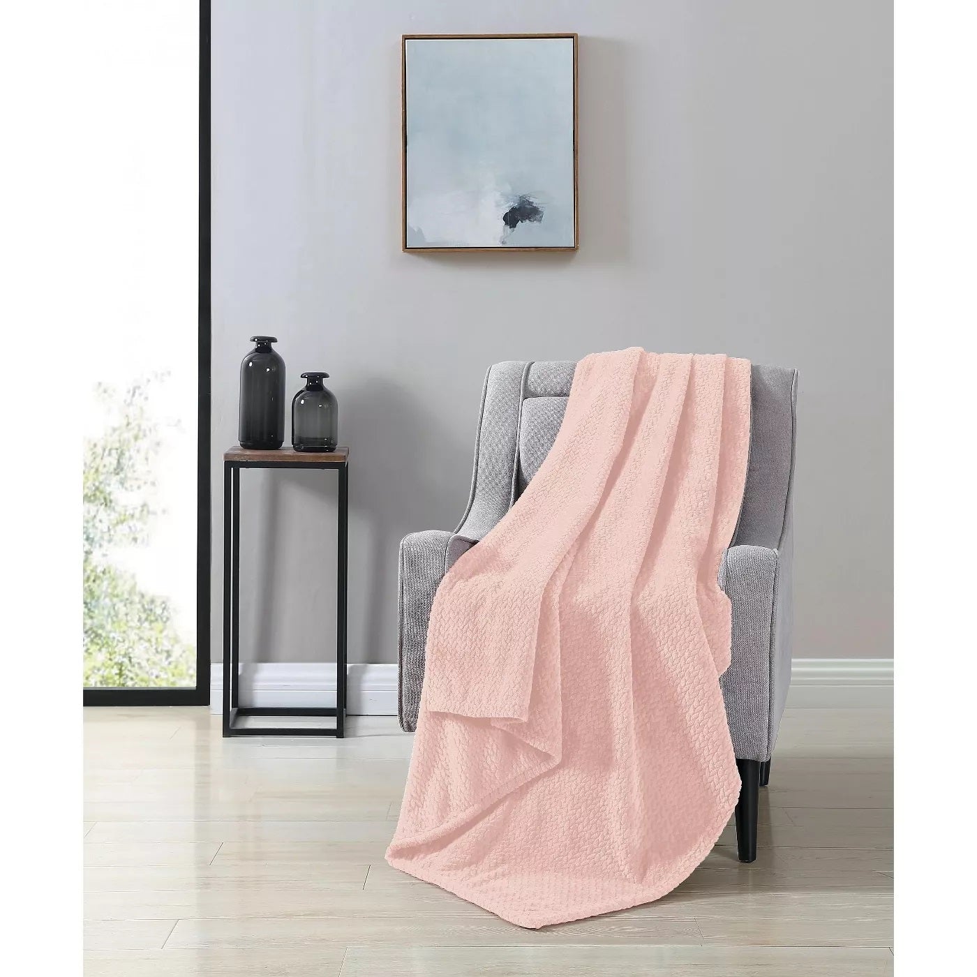 Ultra Soft & Plush Hypoallergenic Oversized Herringbone Textured Fleece Throw Blanket  50" x 60"