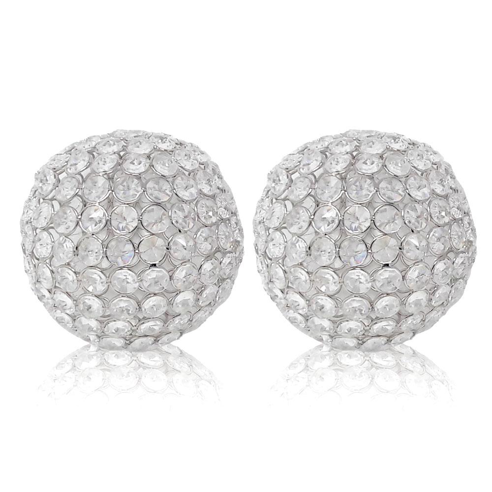 Linen Universe™ Set of Two Crystal Beaded Orb Spheres Silver/Gold - Linen Universe