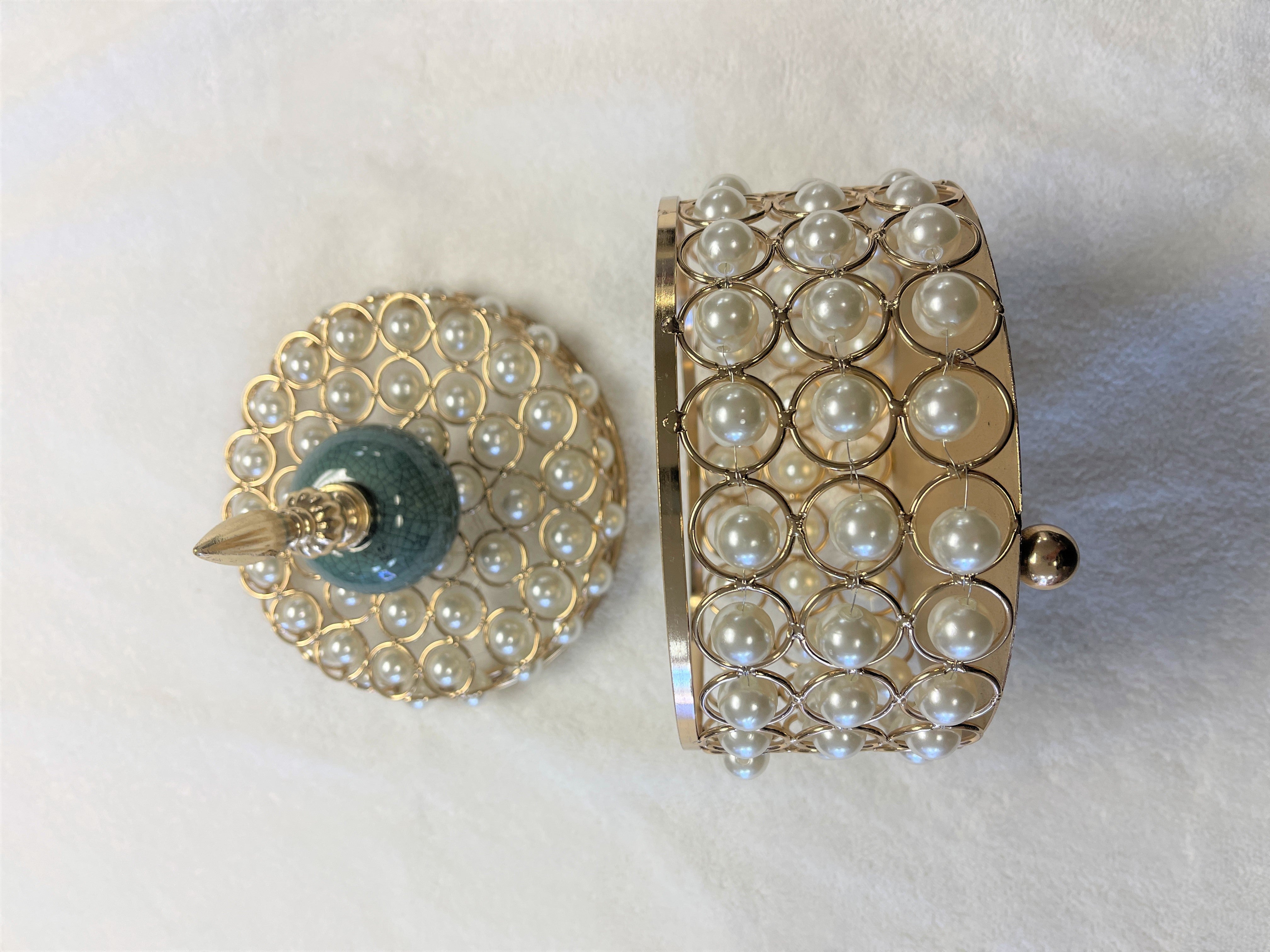 Linen Universe Pearl Beaded Decorative Jewelry Holder
