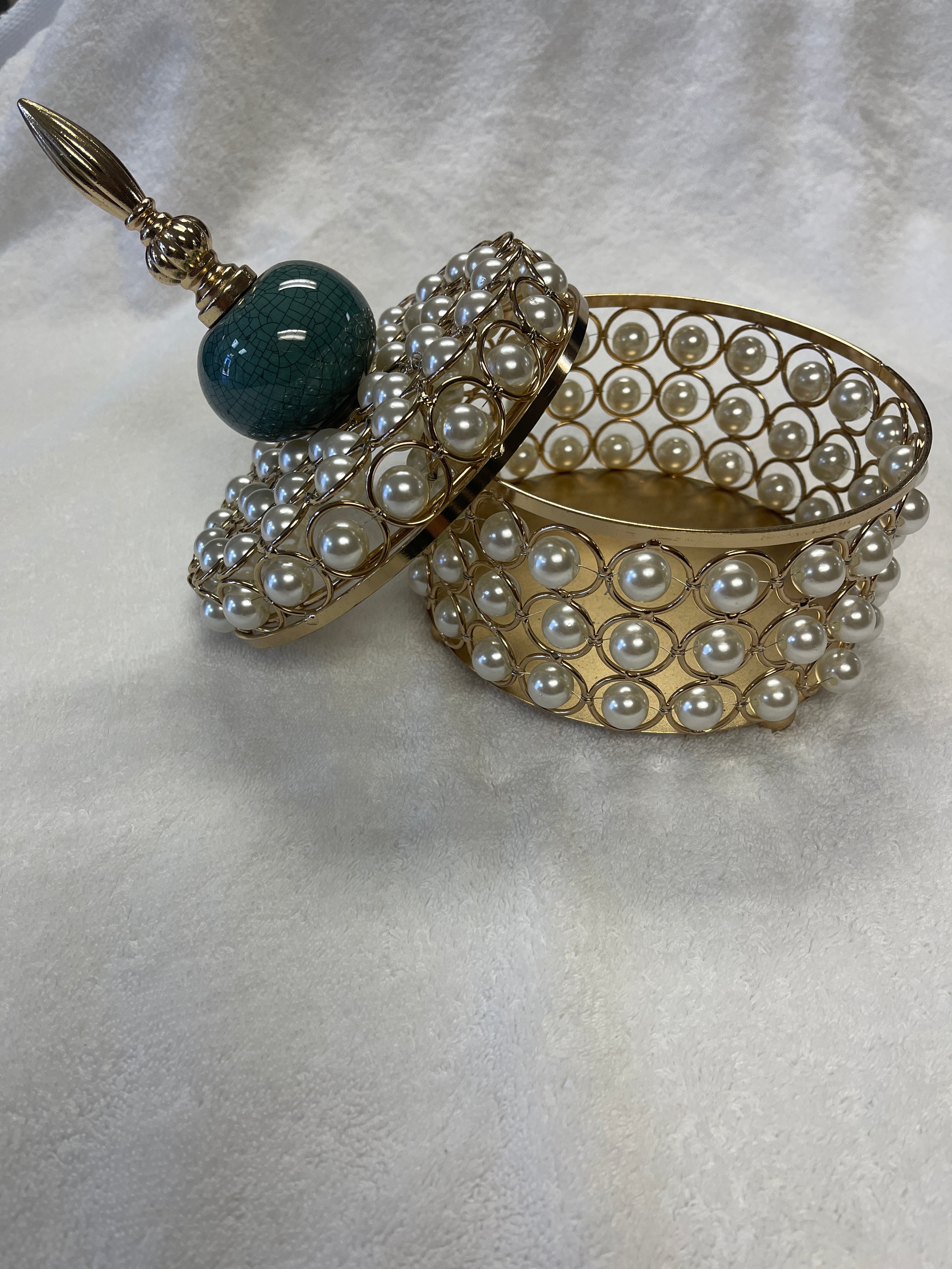 Linen Universe Pearl Beaded Decorative Jewelry Holder