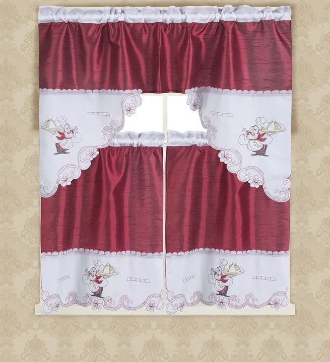 Monarch Embroidered Kitchen Valance and Tier Set