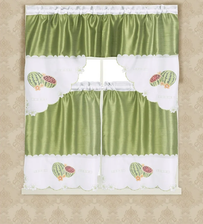 Monarch Embroidered Kitchen Valance and Tier Set