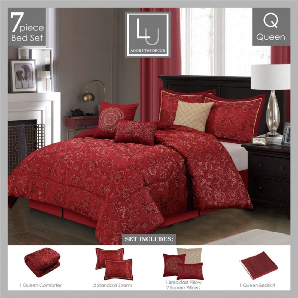Rosanne 7 Piece Jacquard  Comforter Set