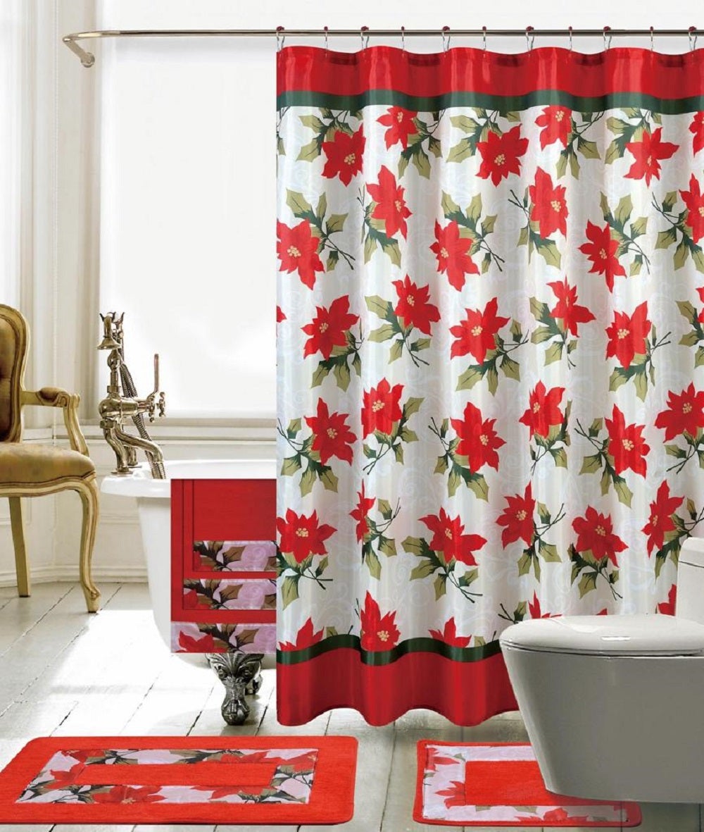 18 pc Animal Print Shower Curtain and Bath Mat set