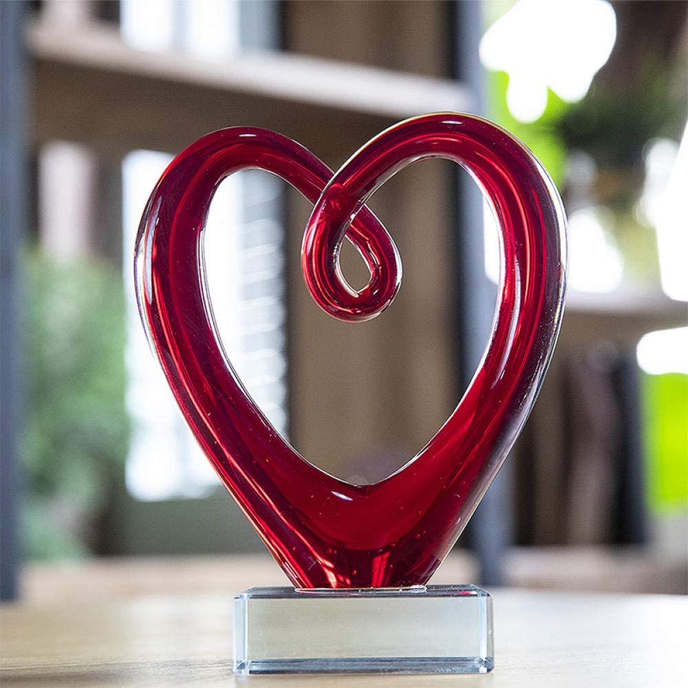 Linen Universe Glass Heart Sculpture - 9”
