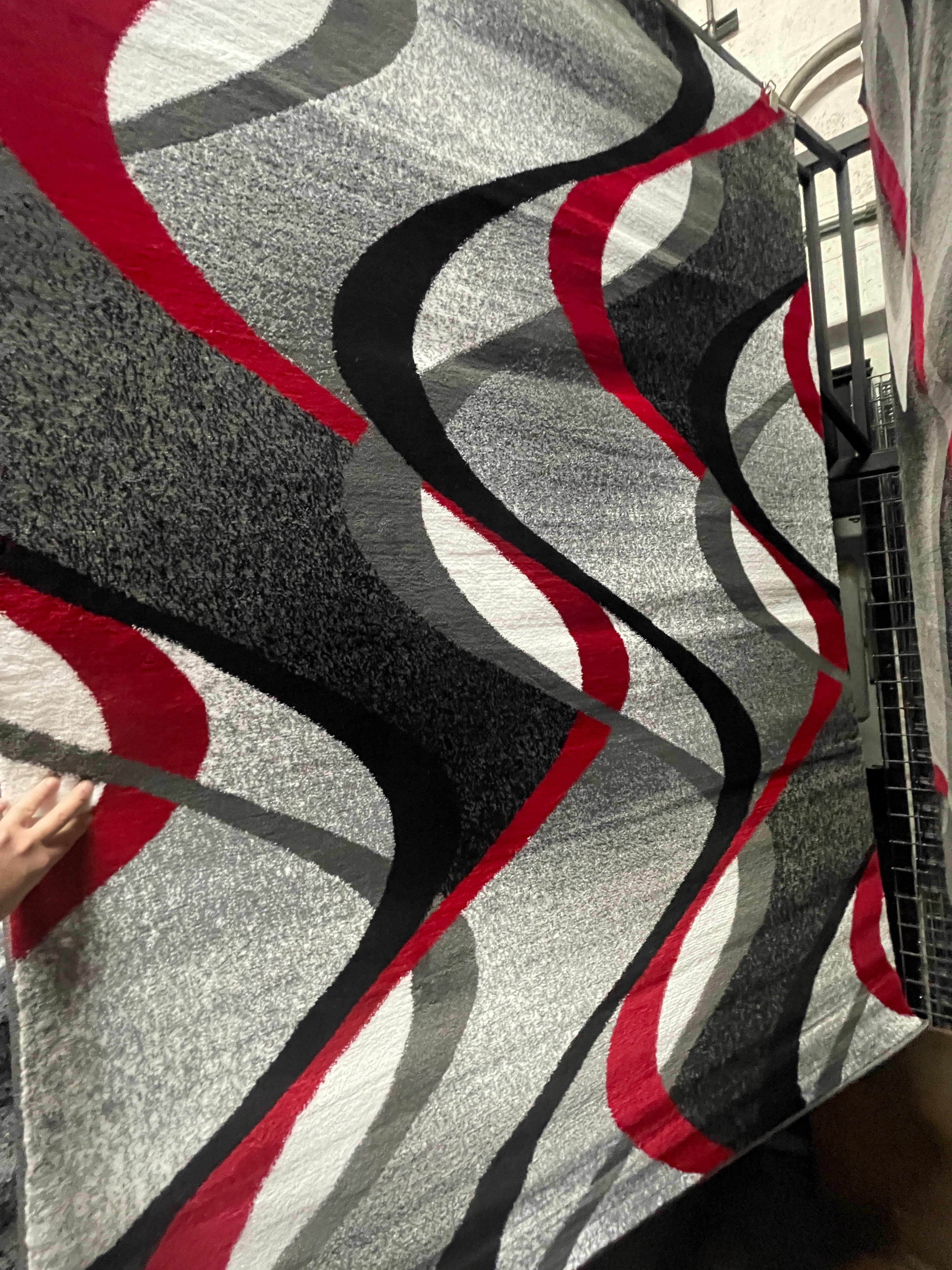 Zig Zag Red Grey White Black Festival Collection Area Rug