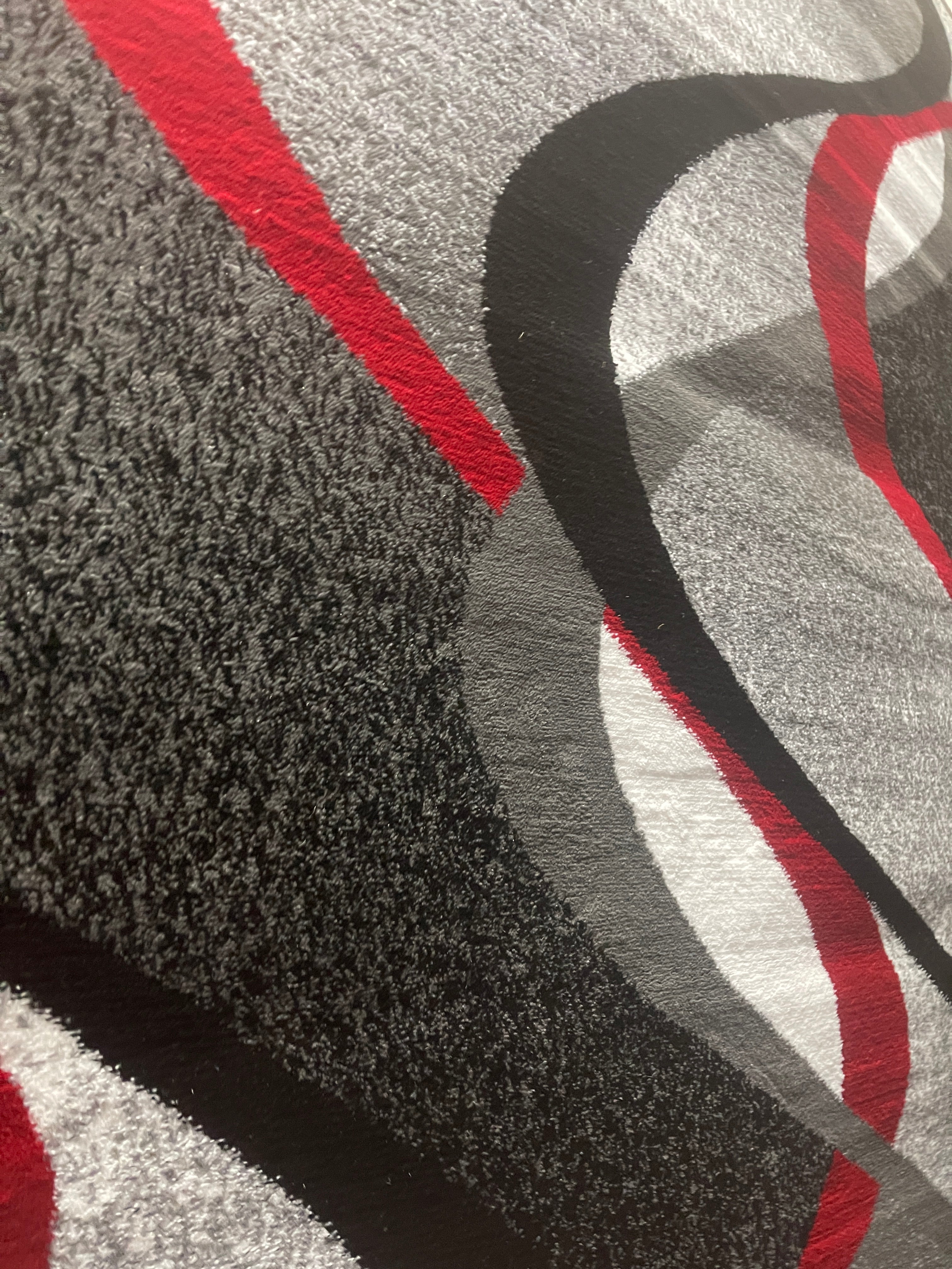 Zig Zag Red Grey White Black Festival Collection Area Rug