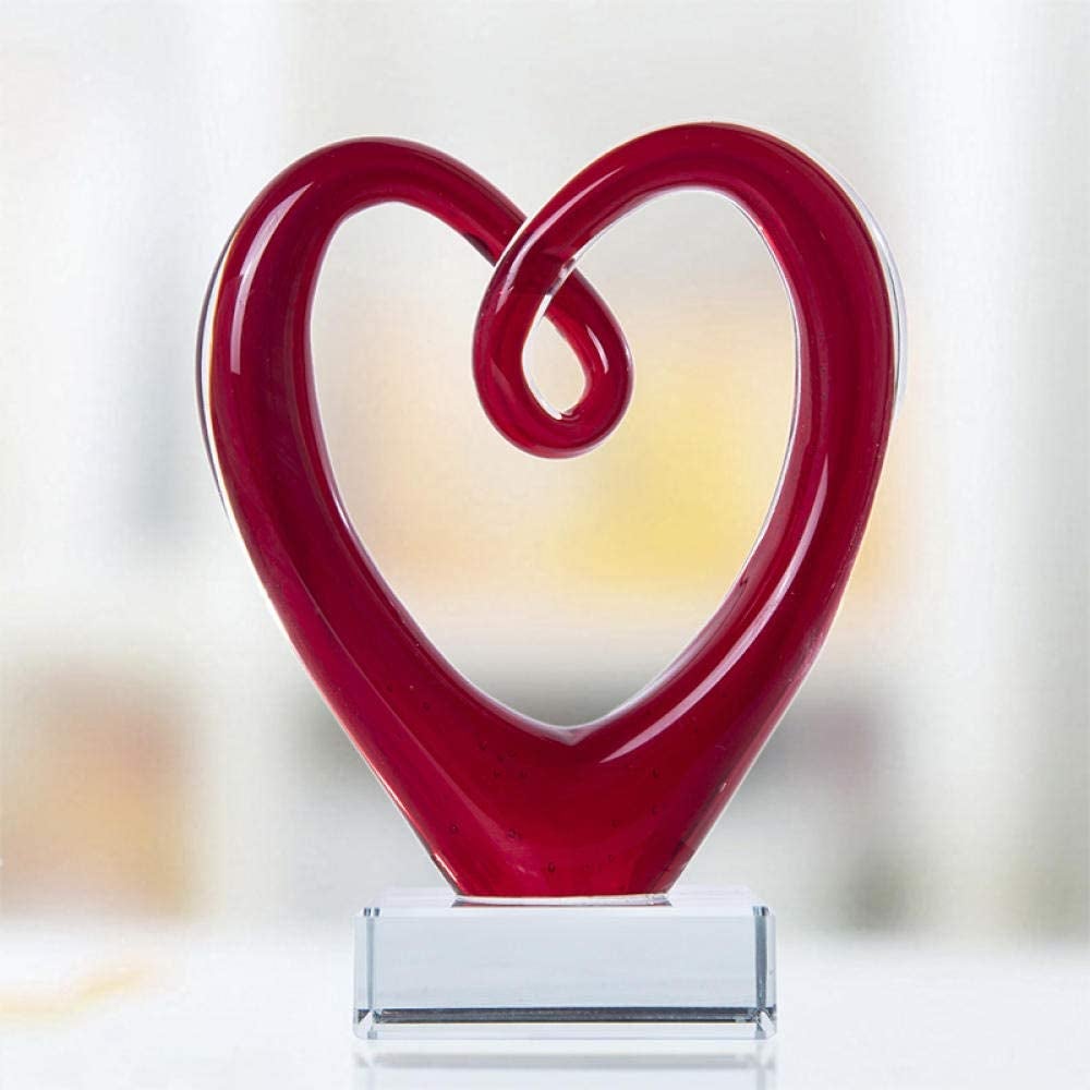 Art Glass Heart Sculpture - 9”