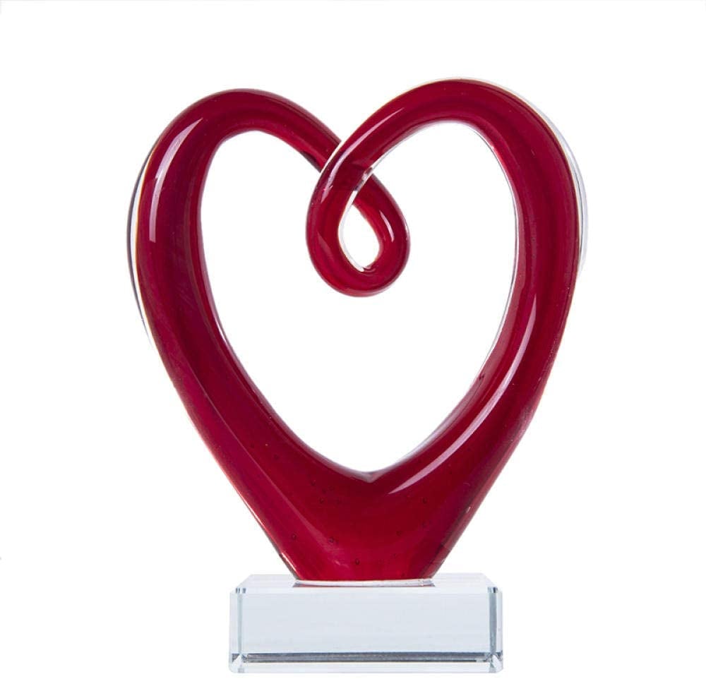 Art Glass Heart Sculpture - 9”