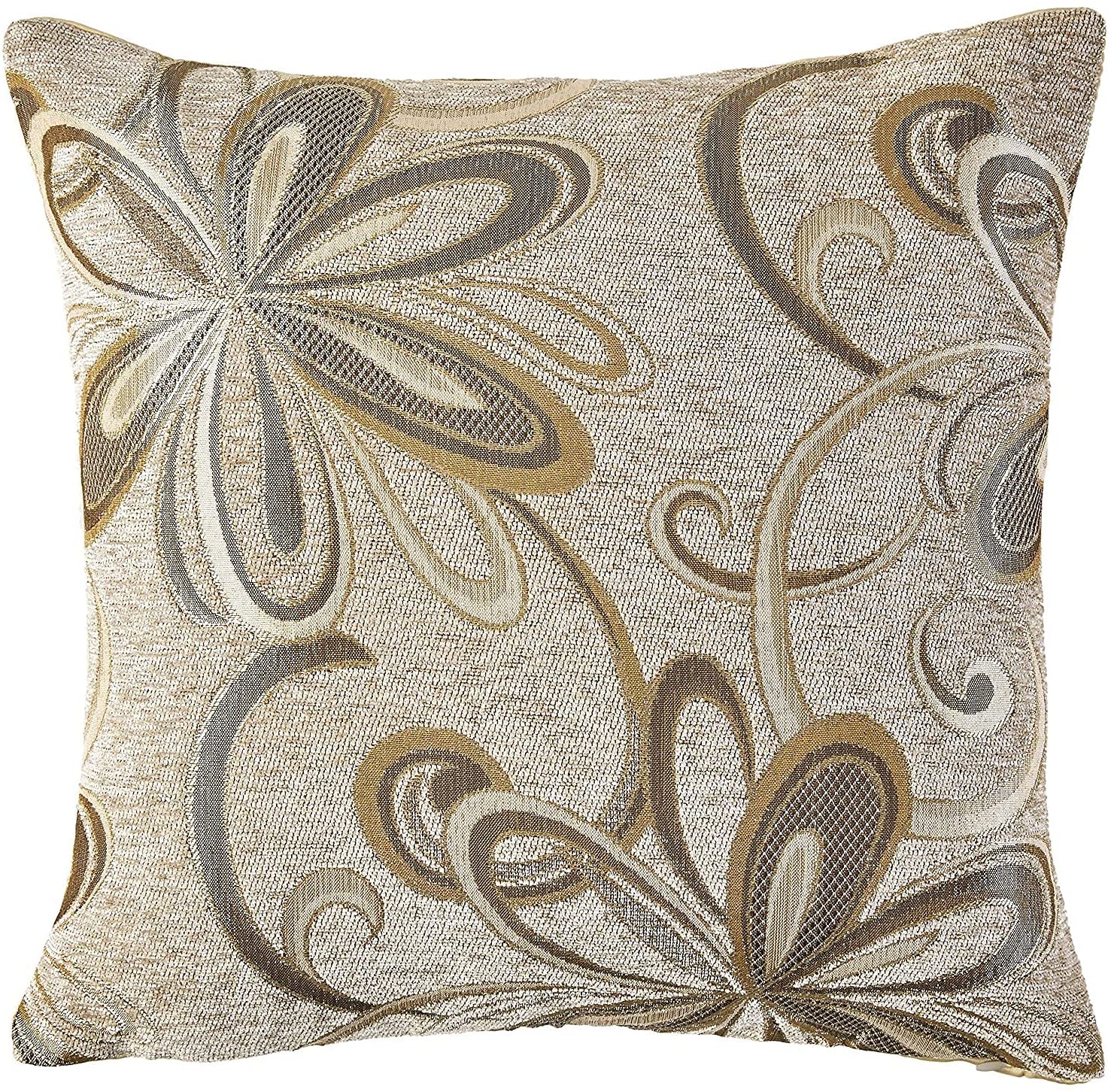 Chateau Chenille Vintage Floral Design Decorative Cushion Cover 18 x 18 Inches