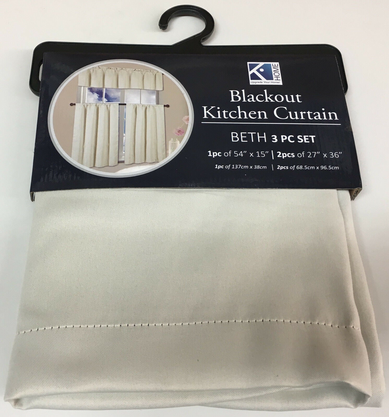 Beth 3 Piece Energy Efficient Blackout Window Kitchen Curtain Set - 54 x 15 in. - Linen Universe Co.
