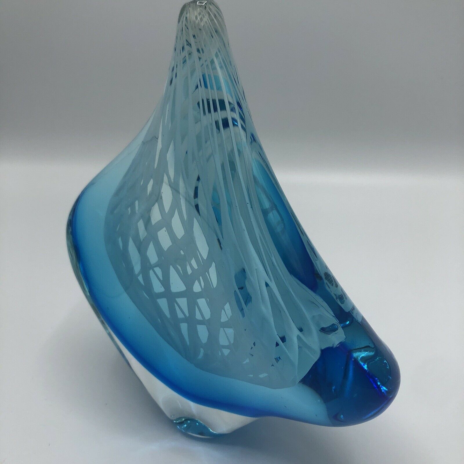 Linen Universe Glass Turquoise & White Sculpture - 8.5"