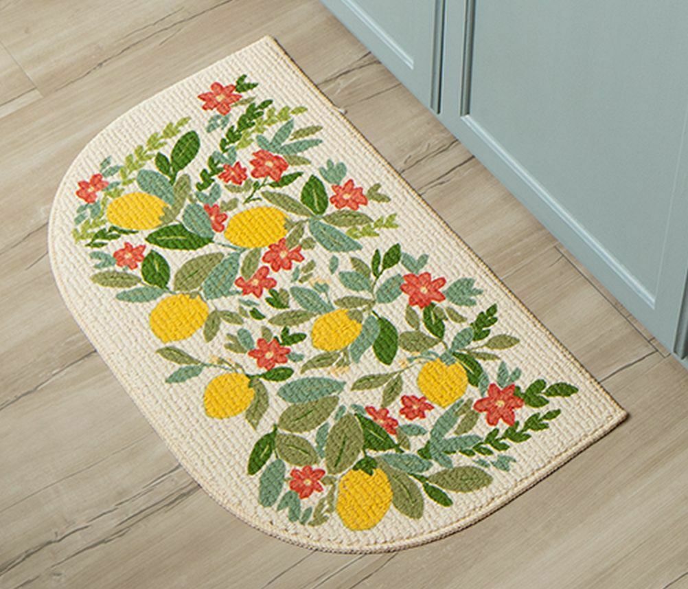 Lemons and Flowers Home Kitchen Mat, Multi-color, 18" x 30" - Linen Universe Co.